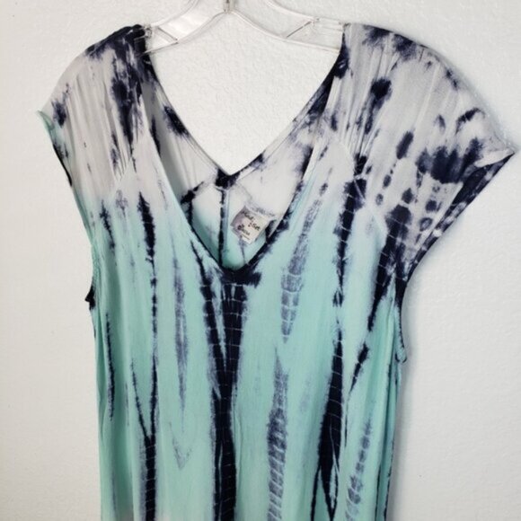 XCVI Mindset Maxi Dress Ombre Tie Dye Print Lagenlook size M Relaxed Resort Boho - Picture 11 of 11